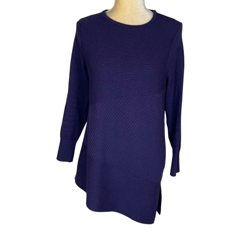 Chico’s Asymmetrical Hem Ribbed‎ Tunic Midnight Violet Purple Size 0 (Small)